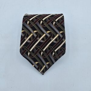 Necktie Mens Vintage Bill Blass Black Label 100% Silk, Tan Blue, Size 57 By 4